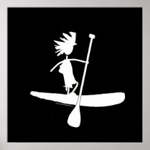 Stand Up Paddle Silhouette Design Poster