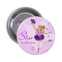 Star ballerina purple girl button