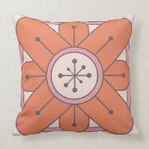 Star Burst Centre - Orange Deco Flower Throw Pillow
