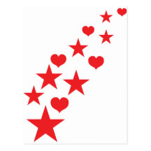 Star hearts post card