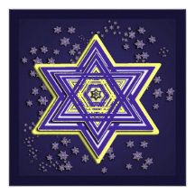 Star of David Square Hanukkah Cards Personalised Announcement