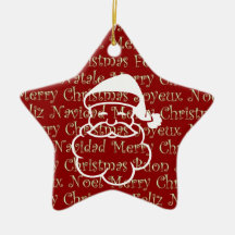 Star Ornament with Santa and Snowflake