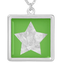 Star shape green photo personalised personalized necklace