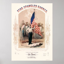Star Spangled Banner Lithograph by P.S. Duval 1861 Posters