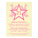 Star Swirls 21st Birthday Party Invitation, Pink