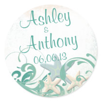 Starfish Beach Destination Wedding Seal Stickers stickers