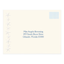 Starfish Beach Wedding Return Address Postcard