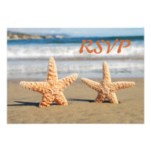 Starfish Couple on the Beach RSVP Card Personalized Invitations