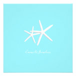 Starfish Decorated Aqua Beach Wedding Invitations