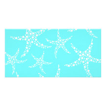 Starfish Pattern in Turquoise and White. Personalised Photo Card