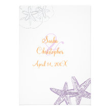Starfish/purple+orange/ Wedding Invitations