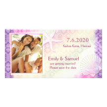 Starfish + Sea Shell Beach Save the Date Photocard Photo Card