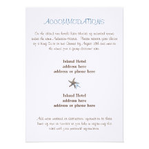 Starfish Wedding Accommodations Enclosure Card Personalized Invite
