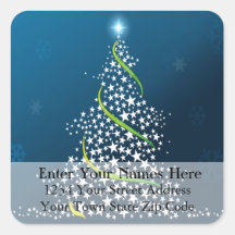 Starry Christmas Tree Address Label Stickers