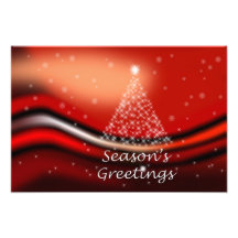 Starry Christmas Tree on Red Art Photo