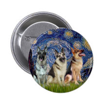 Starry Night - 3 German Shepherds Pins