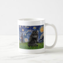 Starry Night - Black Persian cat Mugs