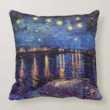 Starry night over the Rhone by Van Gogh Throw Pillows