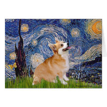 Starry Night - Pembroke Welsh Corgi 7b Greeting Card
