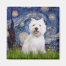 Starry Night - Westie 2 Magnets