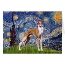 Starry Night - Whippet (stand) Greeting Cards