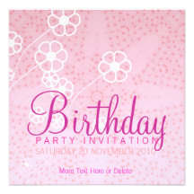 Starry Pink Party Birthday Invitation