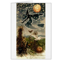Starry Witch on Broomstick Card