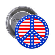 Stars & Stripes Peace Sign Button