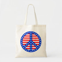 Stars & Stripes Peace Sign Canvas Bag
