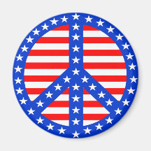 Stars & Stripes Peace Sign Refrigerator Magnet