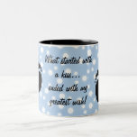 Started With A Kiss Wish Blue Custom Mugs