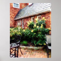 STARTING UNDER $20 - Outdoor Cafe With Hydrangea Poster