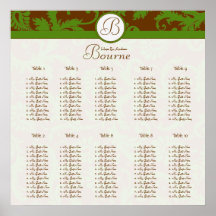starts at $12.80 Damask Seating Chart 10 Tables Print