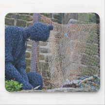 Statue of a Fisherman in Wire Mousepads