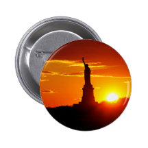 Statue of Liberty at Sunset Pinback Button