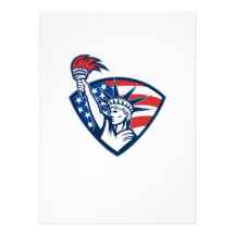 Statue of Liberty Holding Flaming Torch Shield Announcement