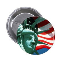 STATUE OF LIBERTY WITH AMERICAN FLAG BUTTON