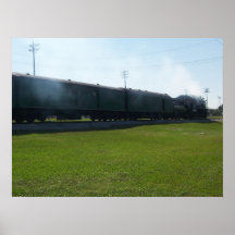 Steam Engine with Train Cars Print