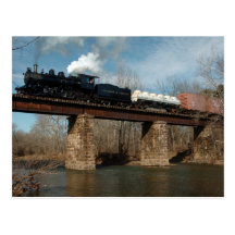 Steam Freight On Trestle Postcard