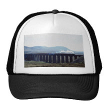 Steam train "Green Arrow" on Ribblehead Viaduct, E Mesh Hat
