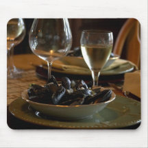 Steamed Muscles At The Dinner Table Mouse Pads