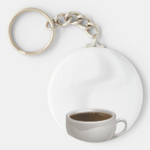 Steaming Coffee Cup on Saucer Keychains