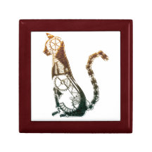 Steampunk cat giftbox trinket box