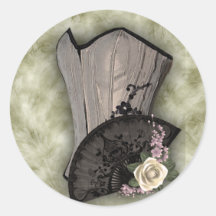 Steampunk Corset and Fan Goth Wedding Sticker