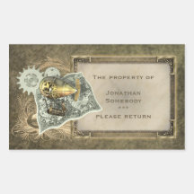 Steampunk Dirigible Air Tour Bookplate Stickers