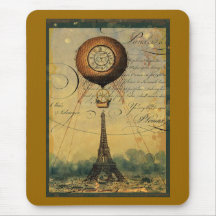 Steampunk Eiffel Tower & Hot Air Balloon Mousemat