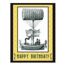 Steampunk Happy Birthday Postcard