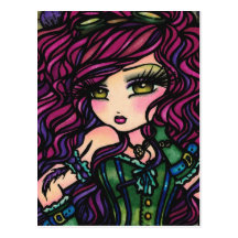 Steampunk Hot Air Balloon Girl Fantasy Art Postcards