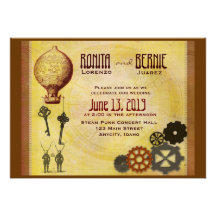 Steampunk hot air balloon wedding template personalized invitation