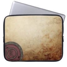 Steampunk Monogrammed R Electronics Bag Port Wine Computer Sleeves